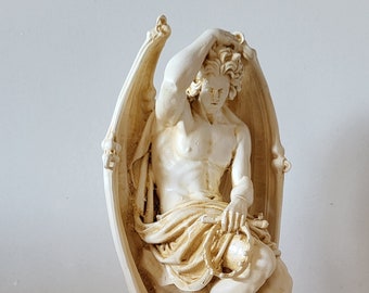 Luzifer Dämon Statue Griechische Handgemachte Vintage Skulptur 25 cm