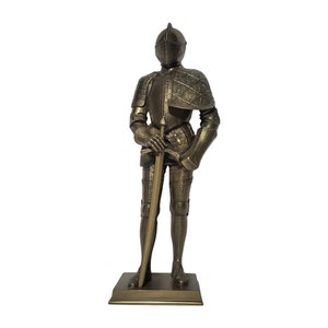 Medieval Knight Statue Cold Cast Resin Sculpture 32cm