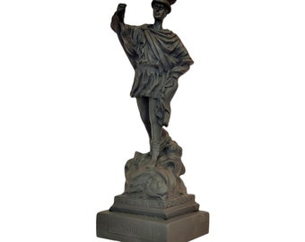 Hermes God Statue Black Handmade Sculpture 6.30 in