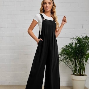 Elegant Women Loose Wide Leg Pants Rompers Streetwear Lady