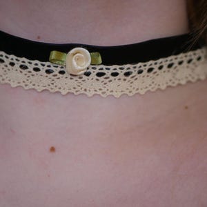 Gothic Victorian Black Lace Frill Rose Choker Necklace