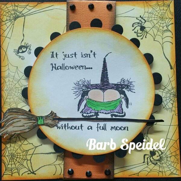 Witch with full Moon unmounted rubber stamp and matching Die