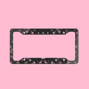Pink Sakura Black License Plate Frame Cover Car Boutique Exterior Accessories BabeDriven