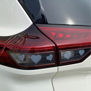 18 Assorted Hearts Headlight Taillight Decals 2 Sticker Sheets Glitter Frosted Red Vinyl For Car Exterior Lights and Windows