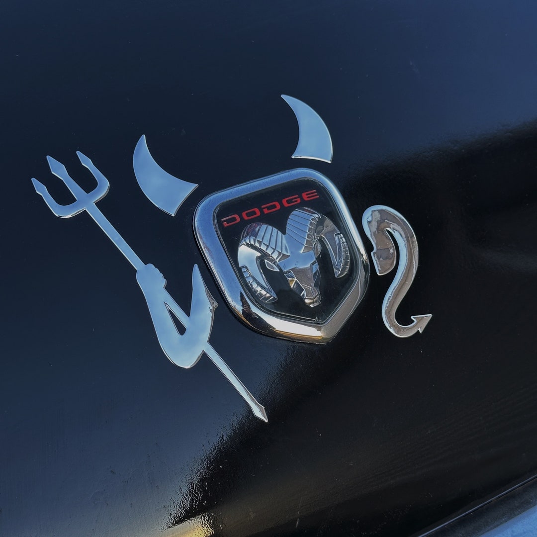 Devilish Car Badge / Pitchfork With Horns and Tail Chrome Etsy