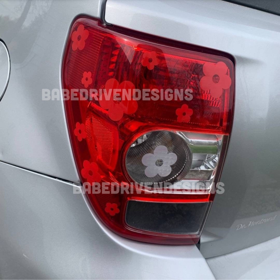 2000s Daisy Flower Headlight Decal / 18 Flower Stickers / Glitter Frosted Cute Vinyl For Taillights And Headlights