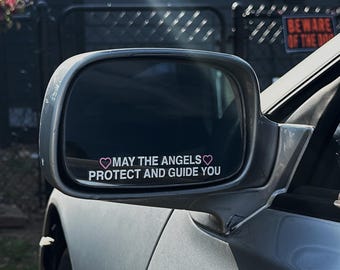 May The Angels Protect And Guide You Side Mirror Sticker Set of 2 / Cute Croquette Girl Car Accessories Babedriven