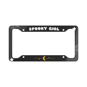 Spooky Girl License Plate Frame Cover / Kawaii Goth Black Car Accessories