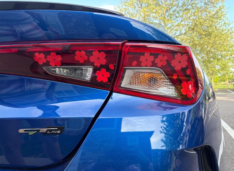 18 Assorted Sakura Headlight Taillight Decals 2 Sticker Sheets Glitter Frosted Red Vinyl For Car Exterior Lights and Windows image 6