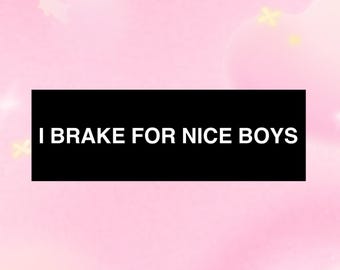 I Brake For Nice Boys Bumper Sticker / Cute Gamer Girl Car Accessories
