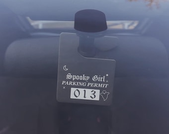 Spooky Girl 013 Parking Permit Air Freshener - Black Midnight Ice Hang Tag