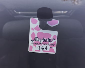 Crybaby 444 Parking Permit Air Freshener - Pink Strawberry Cow Hang Tag