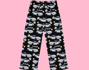 Goodnight Silver Mitsubishi Eclipse Pj Star Skull Car Printed Pants BabeDriven Unisex Pajama Pants