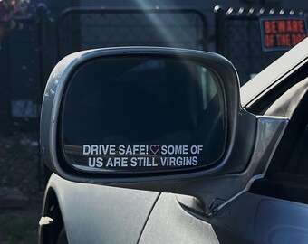 Drive Safe Some Of Us Are Still Virgins Side Mirror Sticker Set of 2 / Cute Funny Car Girl Accessories Babedriven