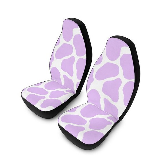 Purple cow print car on sale seat covers