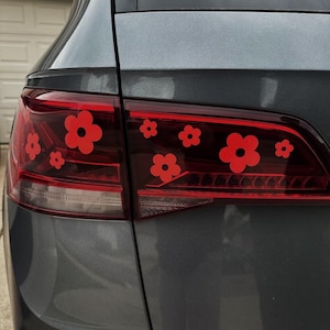 18 Assorted Daisy Flower Headlight Taillight Decals 2 Sticker Sheets Glitter Frosted Red Vinyl For Car Exterior Lights and Windows