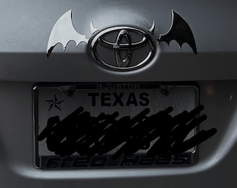 Chrome Bat & Horns Emblem Sticker / Gothic Devil Car Accessories