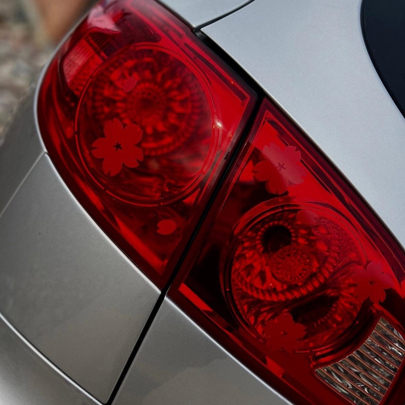 18 Assorted Sakura Headlight Taillight Decals 2 Sticker Sheets Glitter Frosted Red Vinyl For Car Exterior Lights and Windows image 4