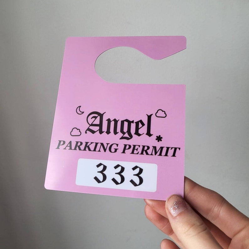 Angel 333 Pink Parking Permit / Kawaii Car Accessories 