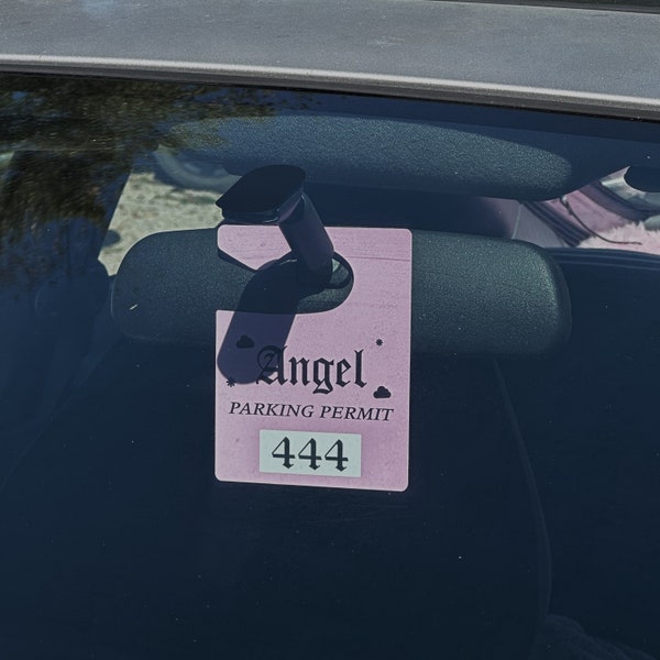 Angel 444 Pink Parking Permit / Pink School Hangtag / Kawaii Car Accessories