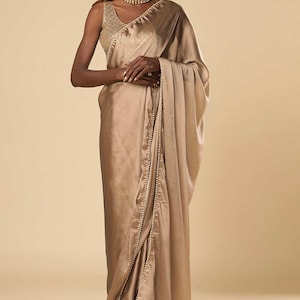 Sula Beige Georgette One Minute Saree