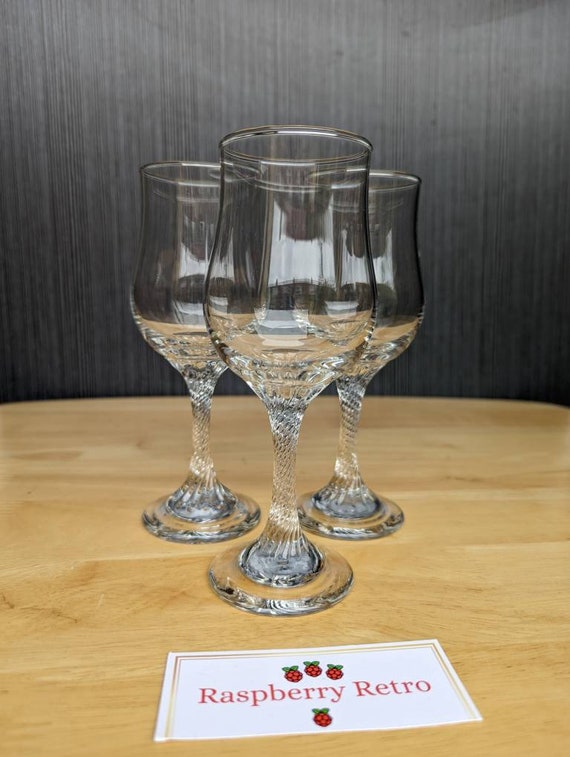 Vintage Twisted Stem Wine Glasses Set of 3 Glasses Vintage Etsy UK