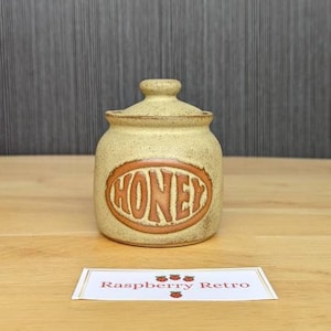Vintage Cornish pottery honey lidded jar studio Cornish pottery pot Presingoll pottery Vintage honey jar