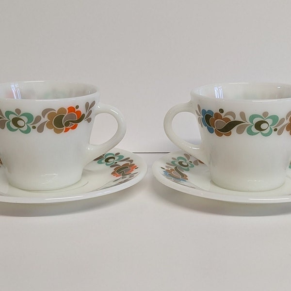 Vintage JAJ Pyrex Carnaby teacup and saucer set of 2 retro teacup and saucer retro Pyrex JAJ Carnaby