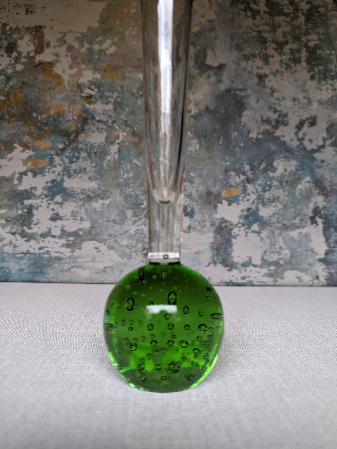 Vintage Tall Bud Vase Art Glass Vase Controlled Bubble Vase Etsy