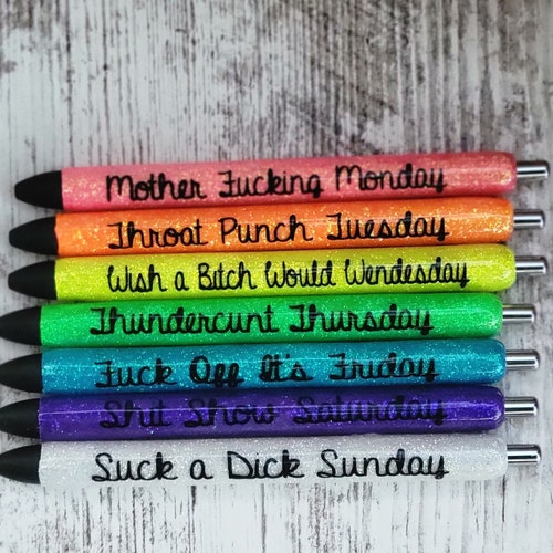 Glitter Pens Anxiety Pens Days of the Week Pens Epoxy Etsy