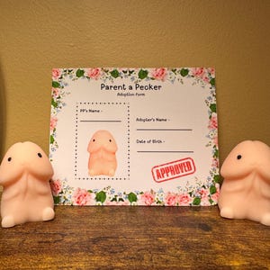Emotional Support ween, Parent a Pecker, comes with squishy and customizable form, funny gift, stocking stuffer, Valentine’s Day gift