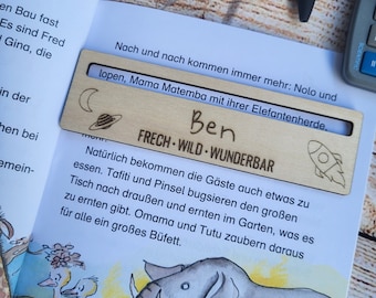 Personalisierte Lesehilfe aus Holz - Geschenkidee zur Einschulung