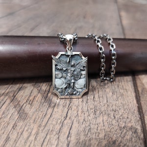 Personalized Sterling Silver Archangel Saint Michael Shield Necklace
