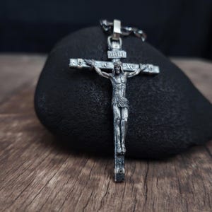 Christian Orthodox Crucifix Jesus Cross Necklace Jesus Cross Pendant Religious Men&#39;s Pendant Silver Christian Jewelry Religious Pendant
