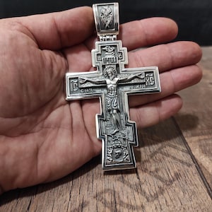 Christelijk-orthodox kruisbeeld Jezus kruis ketting Jezus kruis hanger religieuze mannen hanger zilveren christelijke sieraden religieuze hanger: