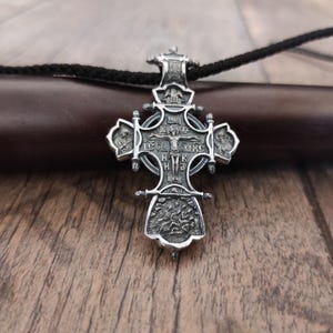 Silver Orthodox Crucifix Necklace: Christian Jesus Cross Pendant