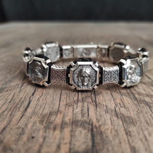 Christlich Christliches Armband in Silber mit Heiligen und Vater unser