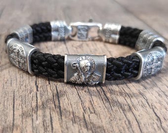 Handmade St. Benedict Silver Bracelet: Religious Exorcism Gift
