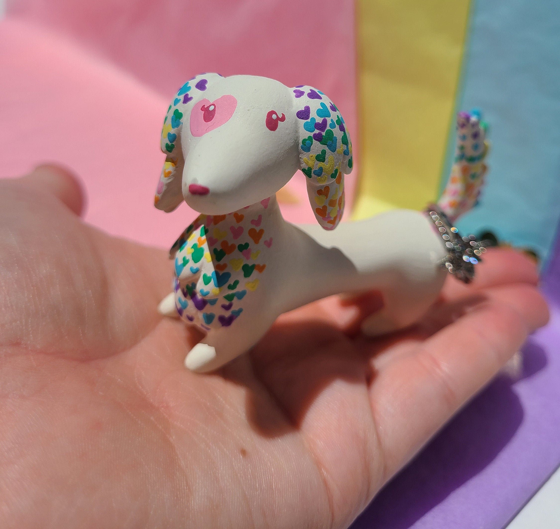 Pastel rainbow dachshund ring holder Wiener dog jewelry Etsy