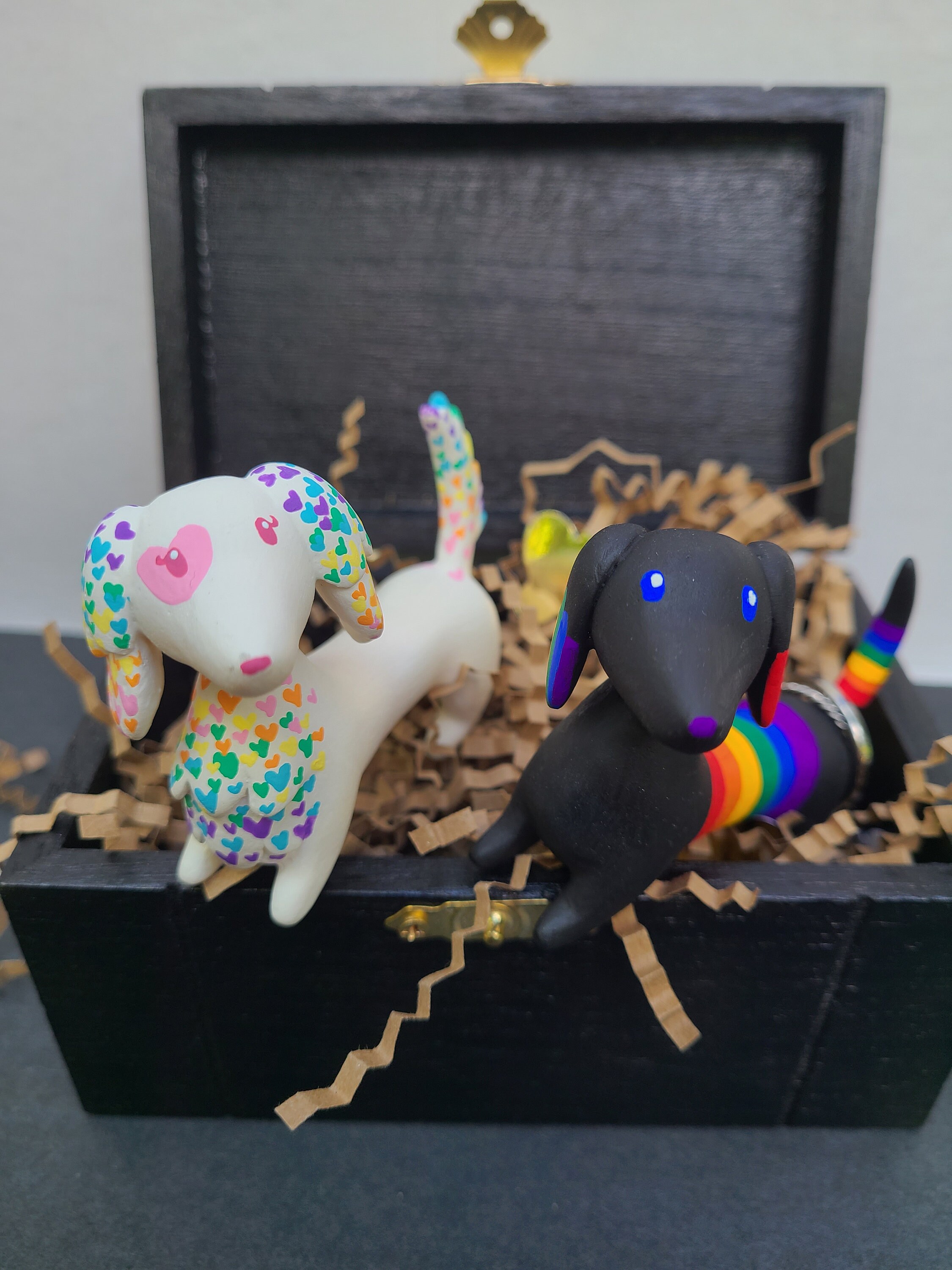 Pastel rainbow dachshund ring holder Wiener dog jewelry Etsy