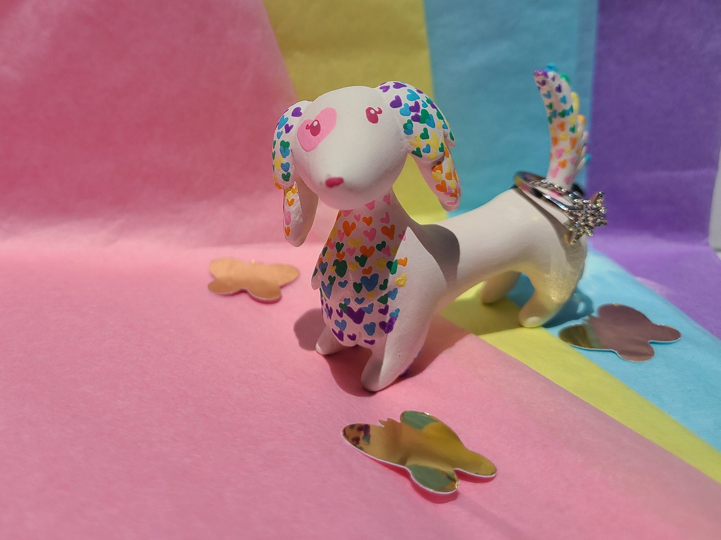 Pastel rainbow dachshund ring holder Wiener dog jewelry Etsy