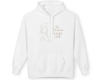 The Feminine Energy Club | Minimal Line Art Woman & Monstera Hoodie | Botanical Outline Pullover