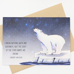 IJsbeer | Vincent van Gogh | The Sight of Stars | Dromen | Nachtelijke hemel | De sterrennacht | Wenskaart | Blanco binnenkant