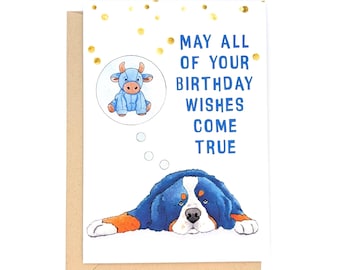 Bernese Mountain Dog Card | Birthday Card | Bernese Mountain Dog Stationery | Dog Birthday Card | Dog Lover Birthday