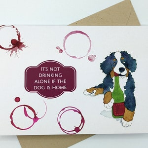 Kaart van de Berner Sennenhond | Wijnliefhebber | Humoristische kaart | Hondenliefhebber | Wenskaart | Briefpapier dieren | Blanco binnenkant