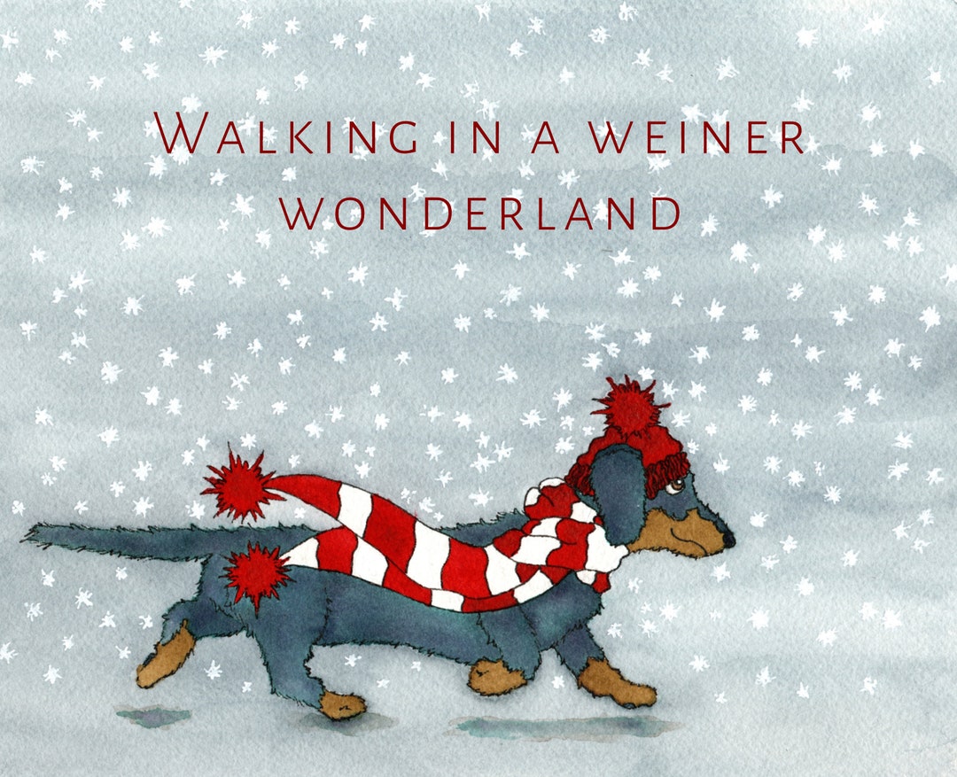 Dachshund Holiday Card Christmas Card Winter Wonderland Snow Dog Card ...