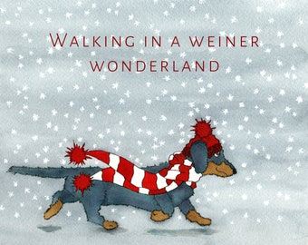 Dachshund Holiday Card | Christmas Card | Winter Wonderland | Snow | Dog Card | Weiner Dog | Holiday Greeting Card | Blank Inside