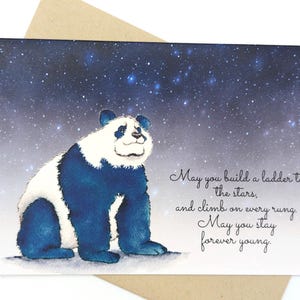 Panda Card | Birthday Card | Forever Young | Bob Dylan | Stars | Night Sky | The Band | Bears |Greeting Card | Blank Inside