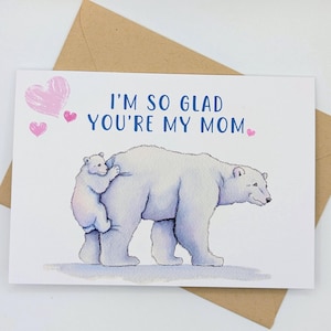Ours polaire | Maman ours | Fête des Mères | Anniversaire de maman | de voeux | Papeterie | Blanc à l'intérieur
