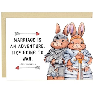Tarjeta de conejito / Matrimonio / Aventura / Aniversario / Boda / Parejas / Tarjeta de felicitación / Atrevida / Interior en blanco